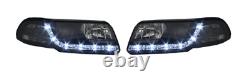Audi A4 B5 1999-2000 Black DRL Devil Angel Eyes Front Headlights Lights 1 Pair