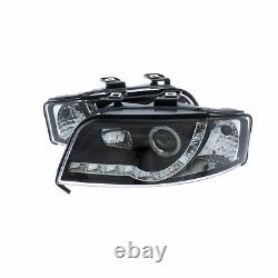 Audi A6 2001-2005 Black DRL Devil Eye R8 Head Light Lamp Pair Left & Right