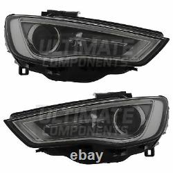 Audi S3 Hatchback 2013-2016 Xenon Headlights Headlamps With LED DRL Bar Pair