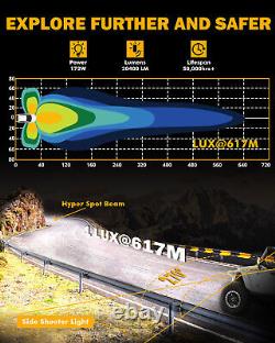 Auxbeam 172W 5 Side Shooter LED Offroad Light Amber DRL&Spotlight Driving+Cover