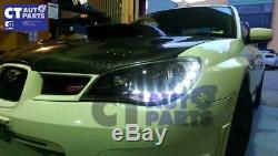 BLACK LED DRL Projector Head Lights for 05-07 Subaru Impreza WRX STi RX