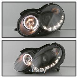 Black 2003-2009 Mercedes Benz W209 Projector Headlights with LED DRL Running Light