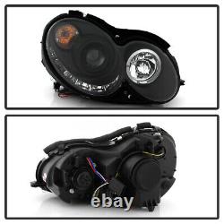 Black 2003-2009 Mercedes Benz W209 Projector Headlights with LED DRL Running Light