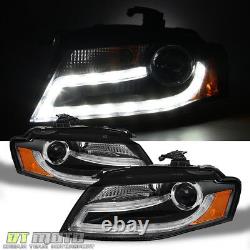 Black 2009-2012 Audi A4 B8 DRL LED Light Bar Projector Headlights Left+Right set
