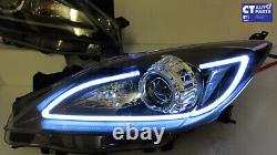 Black 3D DRL LED Projector Headlights for 09-13 MAZDA 3 MPS Head lights