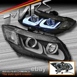 Black 3D DRL Projector Head Lights for Honda FB Civic Gen 9th 4 door Sedan 12-16