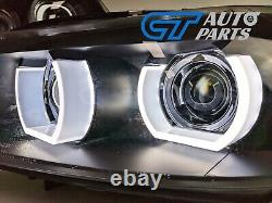 Black 3D LED DRL Projector LED Signal Head Lights for 09-12 BMW 3-Series E91 E90