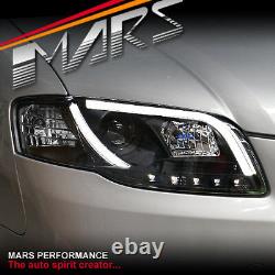 Black 3D LED Stripe DRL Projector Head Lights for AUDI A4 S4 B7 Sedan Avant