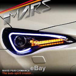 Black 3D Stripe Bar DRL Projector Head Lights for Toyota 86 GTS & Subaru BRZ
