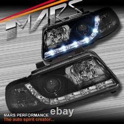 Black DAY-TIME LED DRL Projector Head Lights for AUDI A4 B5 95-98 & 99-01 4D 5D