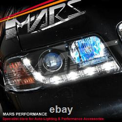 Black DAY-TIME LED DRL Projector Head Lights for AUDI A4 B5 95-98 & 99-01 4D 5D