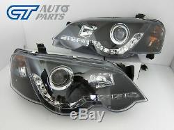 Black DRL LED Head Lights for 02-08 Ford Falcon BA BF XR6 FPV XR8 Sedan Ute