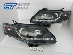 Black DRL LED Head Lights for Ford Falcon FG Sedan FPV Ute GS Series 1