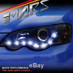 Black DRL LED Head Lights for Ford Falcon FPV BA BF Sedan Ute XR6 Turbo XR8 XR