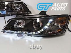 Black DRL LED Projector Head Lights for 02-04 Holden Commodore VY UTE headlight