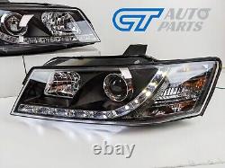 Black DRL LED Projector Head Lights for 04-06 Holden Commodore VZ UTE headlight
