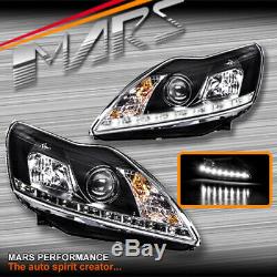 Black Day-Time DRL LED Projector Head Lights for Ford Focus 09-11 LV