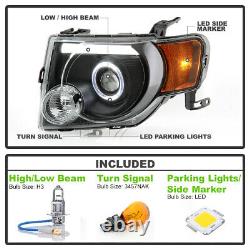Black Halo DRL LED Tube Signal Lamp Projector Headlight For 08-12 Ford Escape