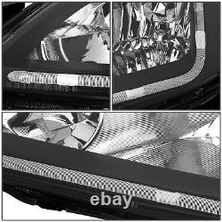 Black Headlamp Head Light Amber Signal Side+led Drl Kit For 03-07 Accord Uc1