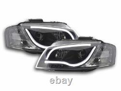 Black Headlights With Drl Daytime Driving Lights For Audi A2 8p 8pa 2003-2008