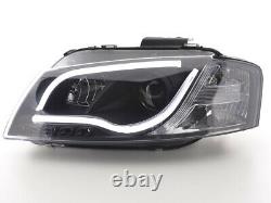 Black Headlights With Drl Daytime Driving Lights For Audi A2 8p 8pa 2003-2008