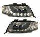 Black Headlights With Drl Daytime Driving Lights For Audi A6 C5 4b Estate Rhd