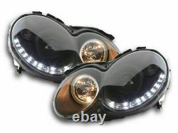 Black Headlights With Drl Daytime Driving Lights For Mercedes Clk W209 2003-2009