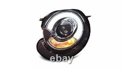 Black Headlights With Drl Daytime Driving Lights For Mini R55 & R56 2007-2013