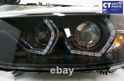 Black LCI Look 3D LED DRL Projector Head Lights for 12-15 BMW 3 Series F30 F31