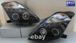 Black LED DRL & Angel Eyes Projector Head Lights Nissan 350Z Z33 03-05 Fairlady