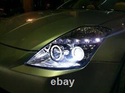Black LED DRL & Angel Eyes Projector Head Lights Nissan 350Z Z33 03-05 Fairlady