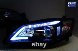 Black LED DRL Day-Time Projector Head Lights for 08-13 Subaru Impreza RS WRX Sti