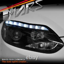 Black LED DRL Day-Time Projector Head Lights for Ford Focus LW Headlight 12-15