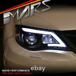 Black LED DRL Day-Time Projector Head Lights for Subaru Impreza 07-13 RS WRX STi