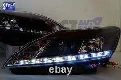 Black LED DRL Day Time Projector Head lights for 08-11 FORD FOCUS XR5