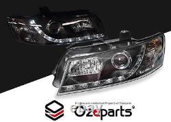 Black LED DRL Projector Head Lights For Holden Commodore VZ Sedan Wagon Ute
