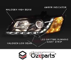 Black LED DRL Projector Head Lights For Holden Statesman WK Series 20032004