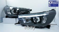 Black LED DRL Projector Head Lights Sequential Blinker for 15+ TOYOTA HILUX REVO