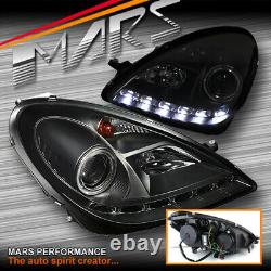Black LED DRL Projector Head Lights for Mercedes-Benz SLK R171 -H7 Halogen Type