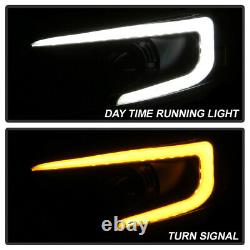 Black LED DRL Tube Switchback Signal Lamp Projector Headlight For 03-08 FX S50
