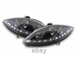 Black Projector Headlights With Drl Daytime Driving Lights For Seat Leon 1p 2009