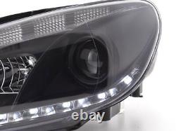 Black Projector Headlights With Drl Daytime Driving Lights For Vw Scirocco Rhd