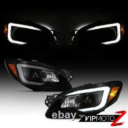 ^Black Smoke^ LED DRL Tube Projector Headlight Fit 06-07 Subaru Impreza WRX PAIR