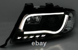 Black clear finish Light Tube headlight set for Audi A6 C5 4B DRL TFL Bar 97-01