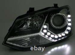Black clear finish headlights with LED DRL lights for VW POLO 6R 6C in GTI LOOK