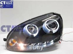 CCFL Angel Eyes Black Projector DRL Head Lights for 03-08 VW GOLF V TDI /GTI