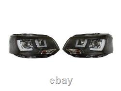 DRL Black Performance Headlights Lights Lamps Pair for VW Transporter T5 (10-15)
