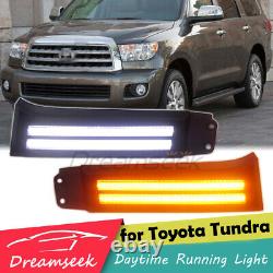 DRL Headlight Trim for Toyota Tundra 2007-2013 LED Side Marker Light With Turn