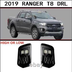 Drl Fog Light Covers With Led's In Black Pair For Ford Ranger T6 2019 On