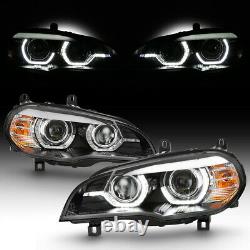 Factory HID Model withAFS For 07-10 BMW X5 Dual LED Halo DRL Projector Headlight